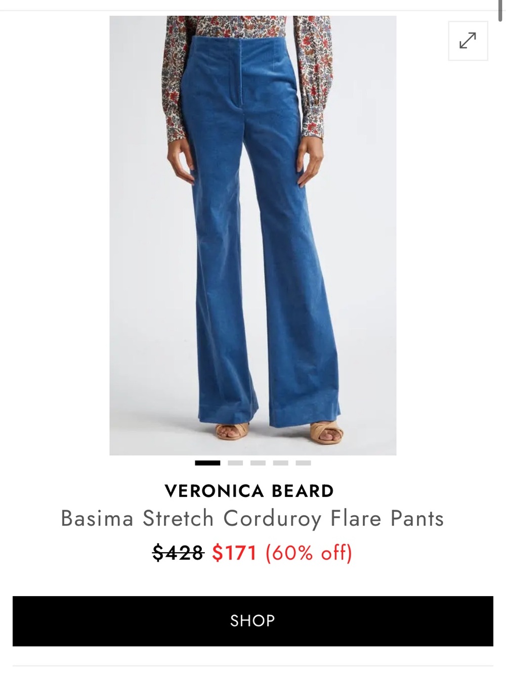 Veronica Beard Basima Stretch Corduroy Flare Pants - Blue